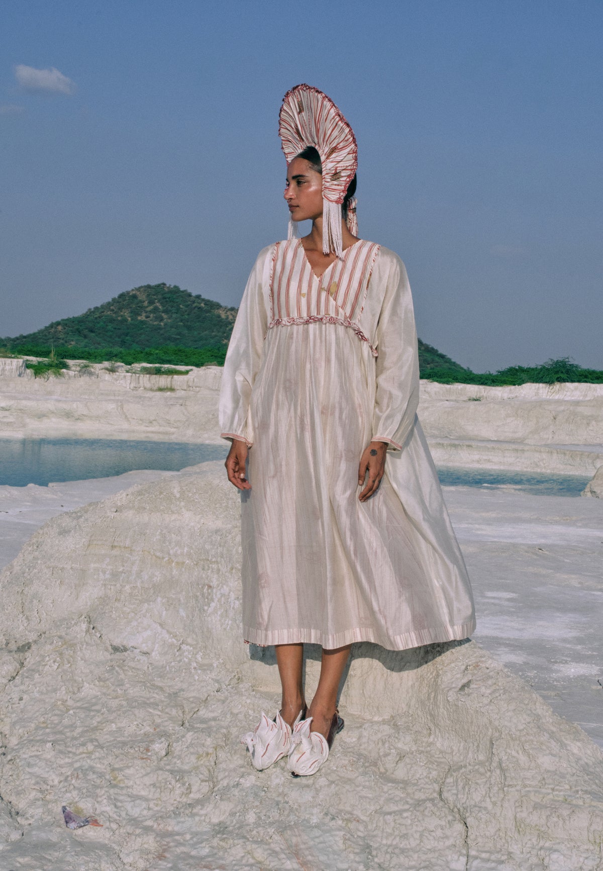 Sumoon Su Mon Square Sleeve Dress | Womens Midi Silk Dress | Ahmev | IKKIVI