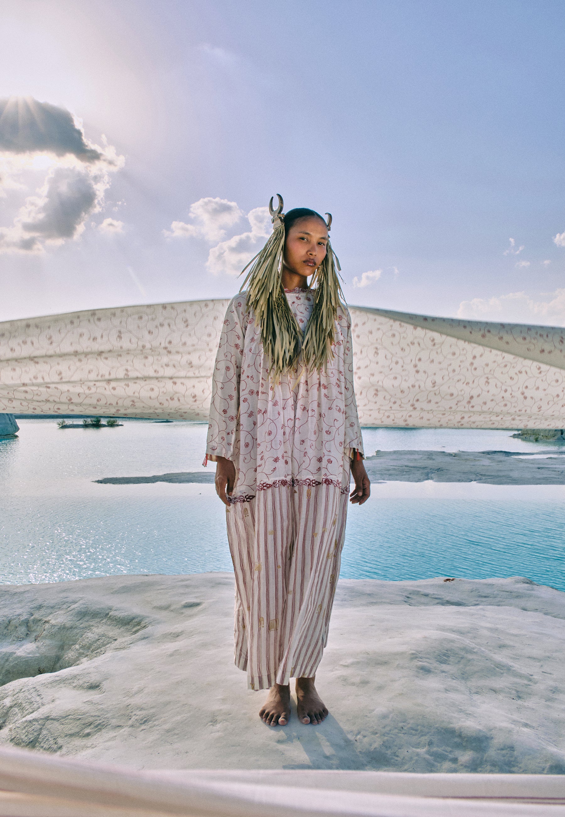 Chan Box Pleat Dress | Womens Maxi Silk Dress | Ahmev