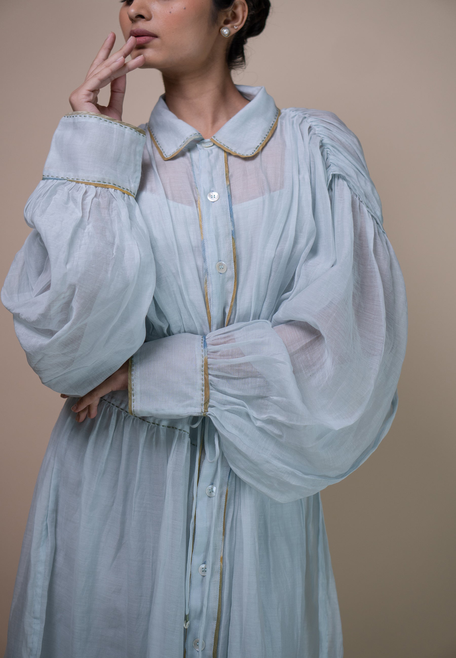 Meadows Chanderi Shirt Dress DRESSES IKKIVI