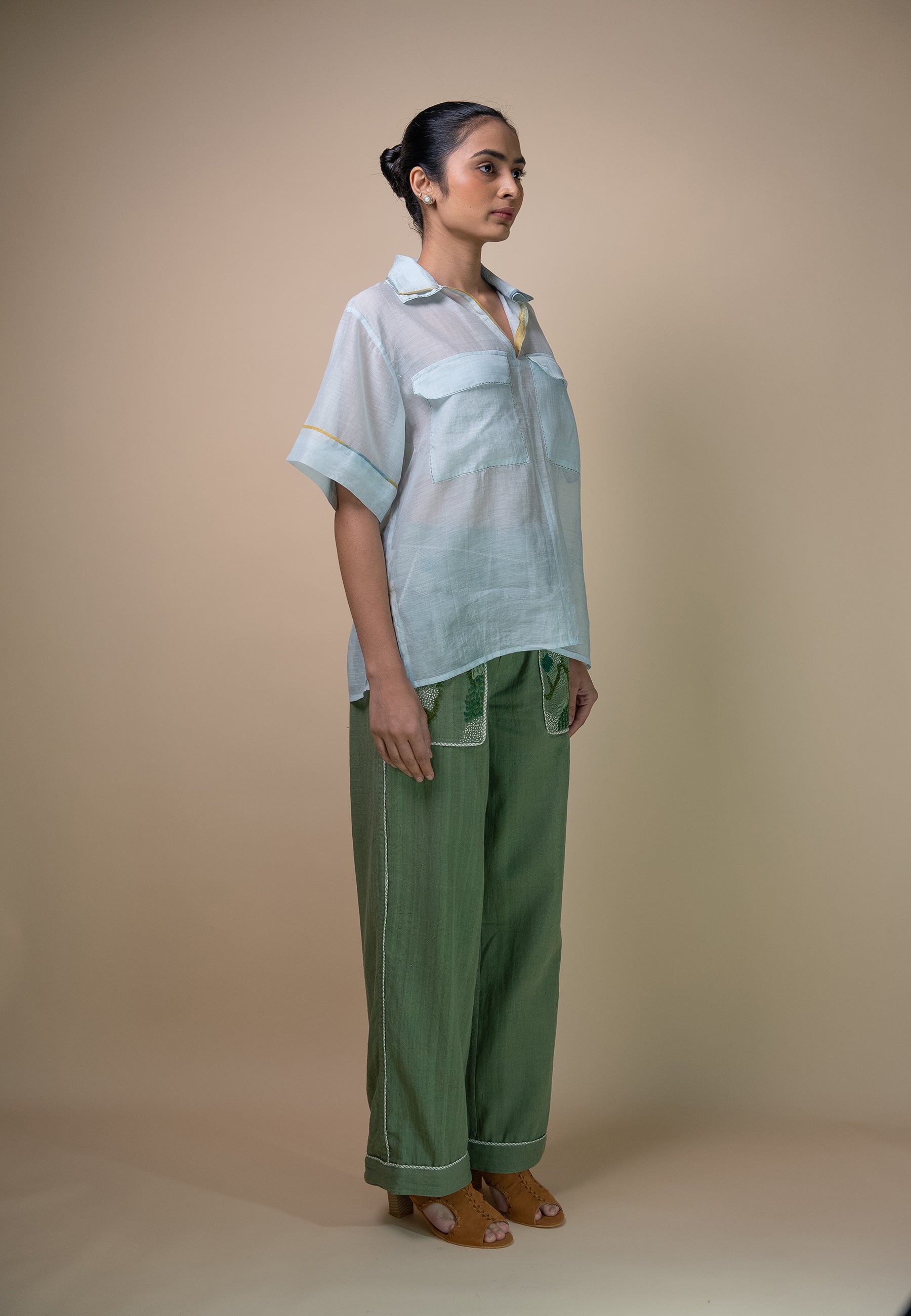 Meadows Patch Pocket Chanderi Shirt TOPS IKKIVI