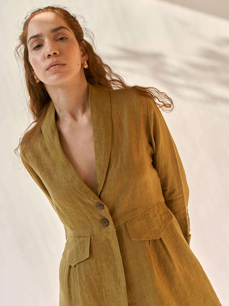 My Fav Mustard Oversized Blazer Set SETS IKKIVI   