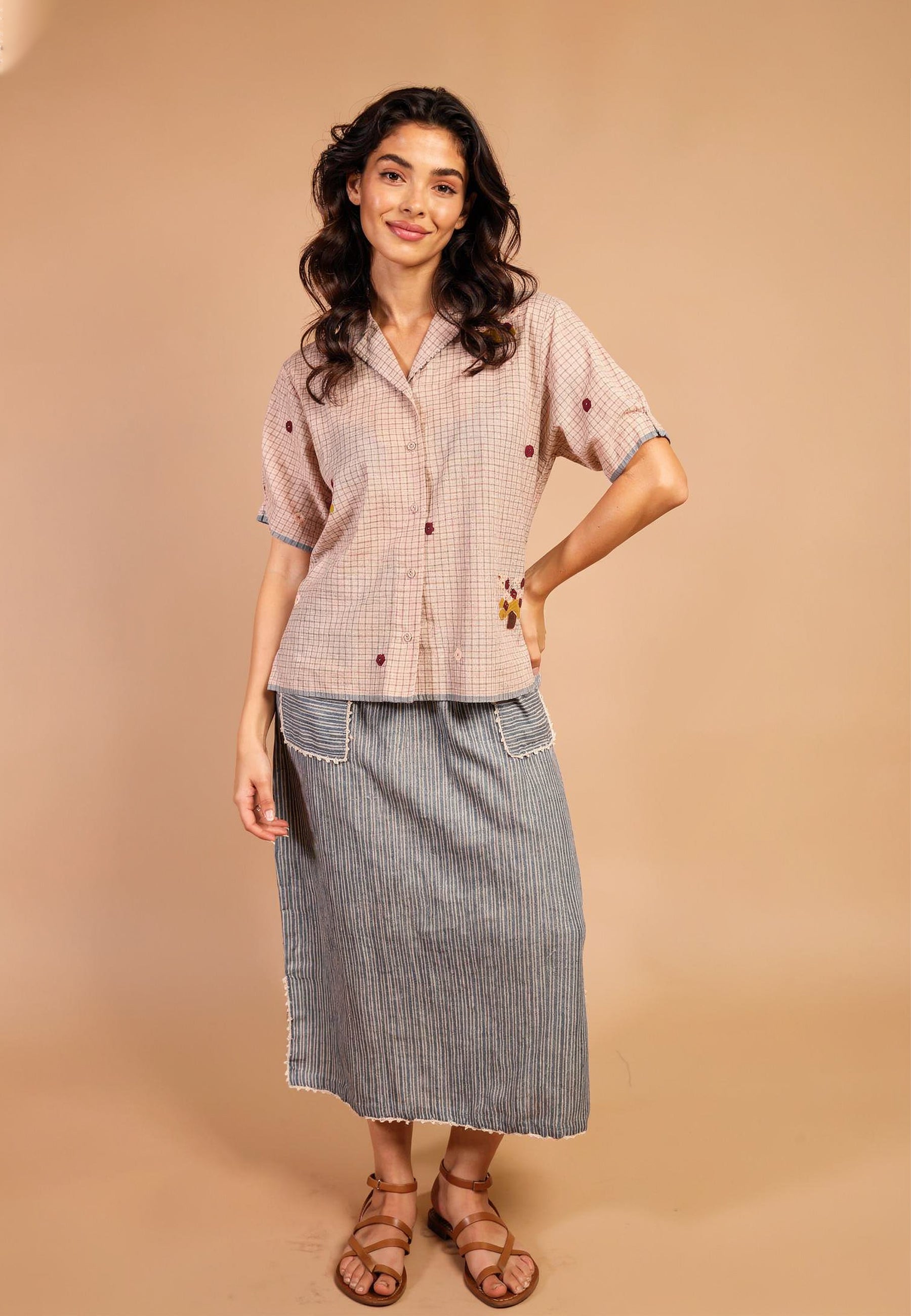 Checked In Bloom Shirt TOPS IKKIVI