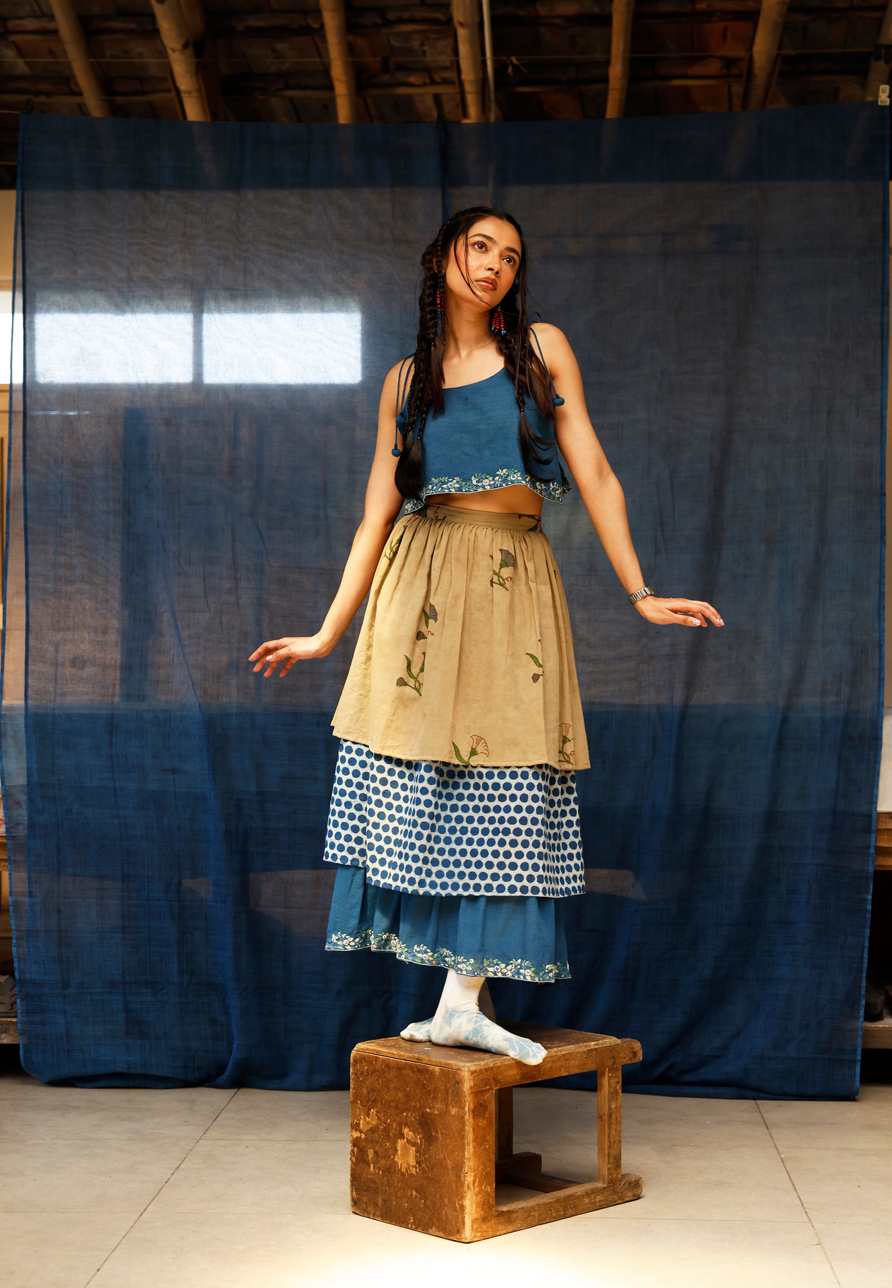 The Bluenn Earthbound Tiered Skirt BOTTOMS IKKIVI