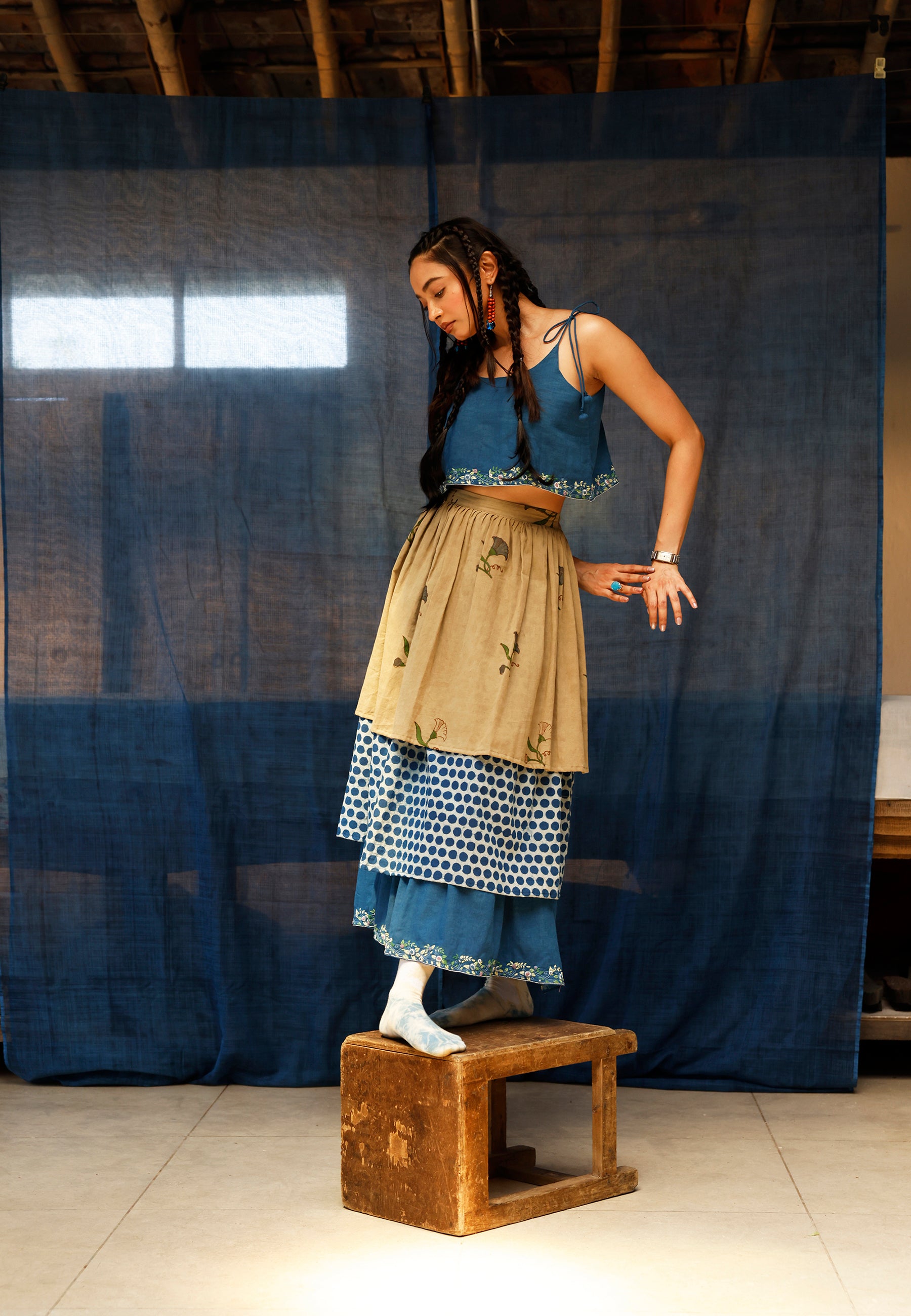 The Bluenn Earthbound Tiered Skirt BOTTOMS IKKIVI