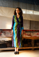 Chromatic Drift Wrap Silk Dress DRESSES IKKIVI