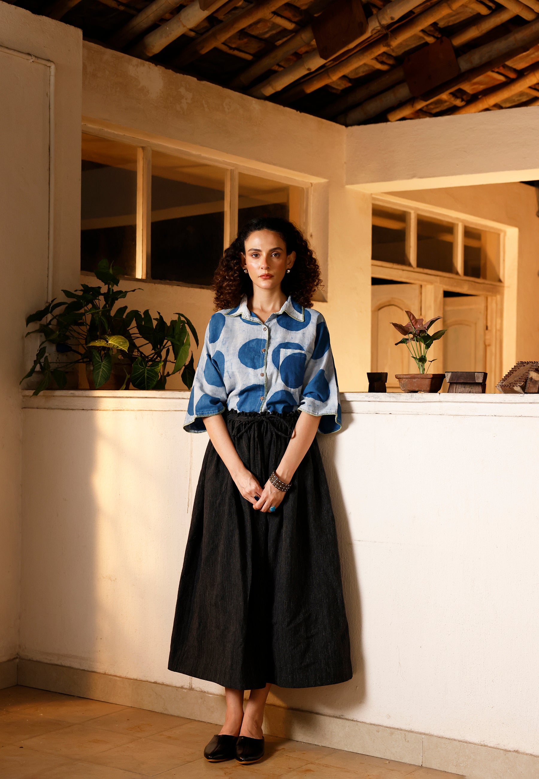 Indigo Orbit Kimono Shirt TOPS IKKIVI