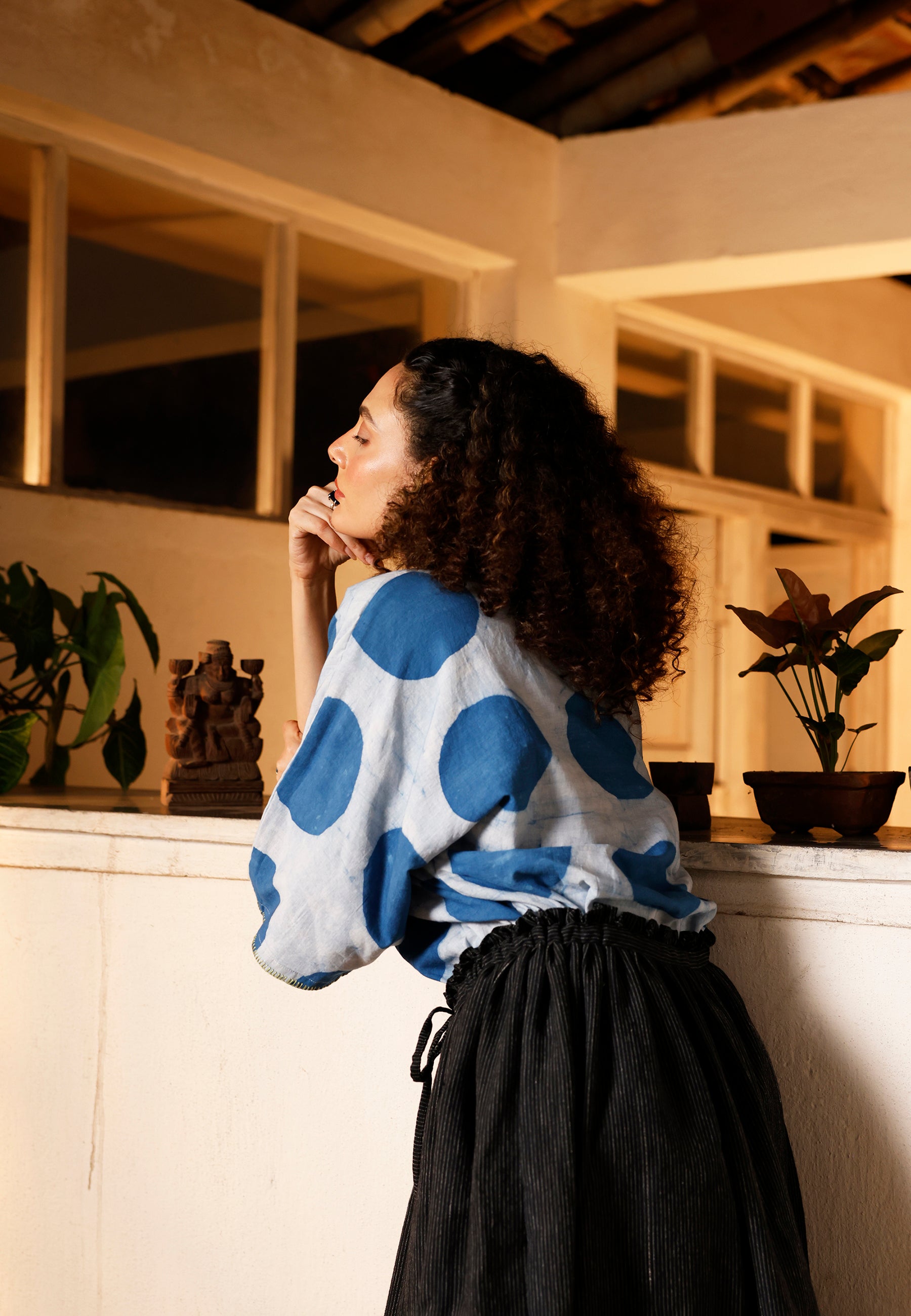 Indigo Orbit Kimono Shirt TOPS IKKIVI