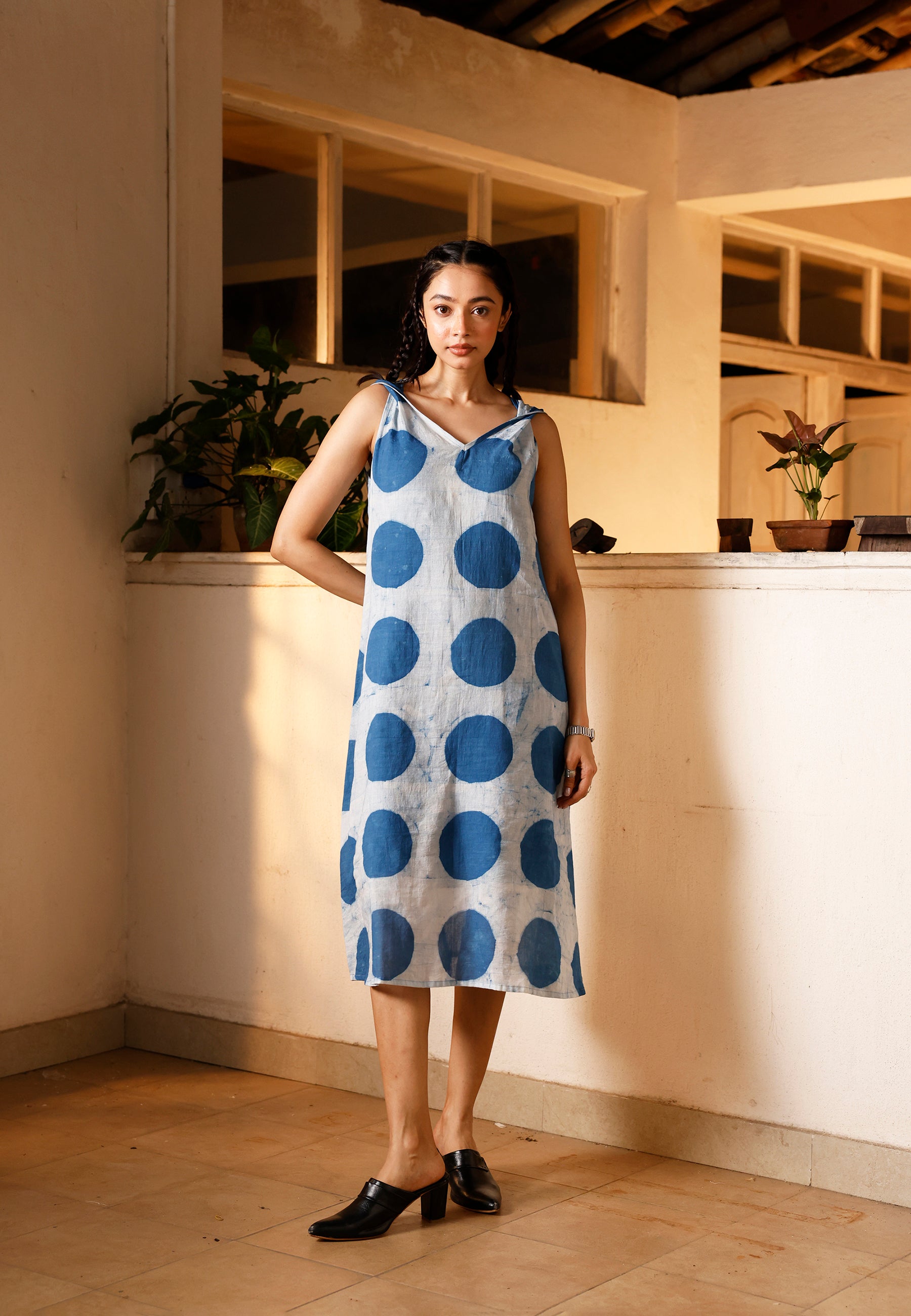 Indigo Orbit Twisted Sleeve Dress DRESSES IKKIVI