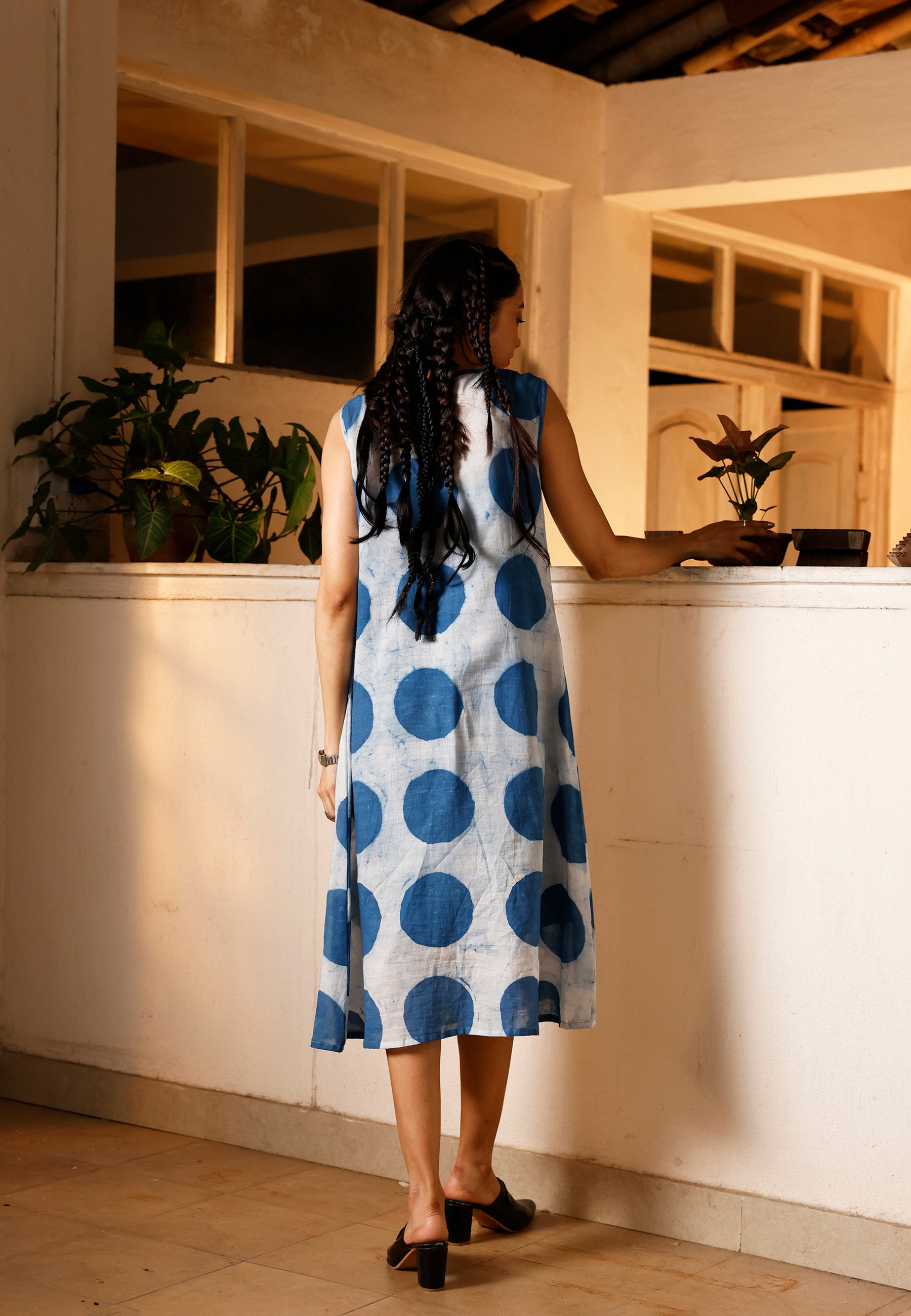 Indigo Orbit Twisted Sleeve Dress DRESSES IKKIVI