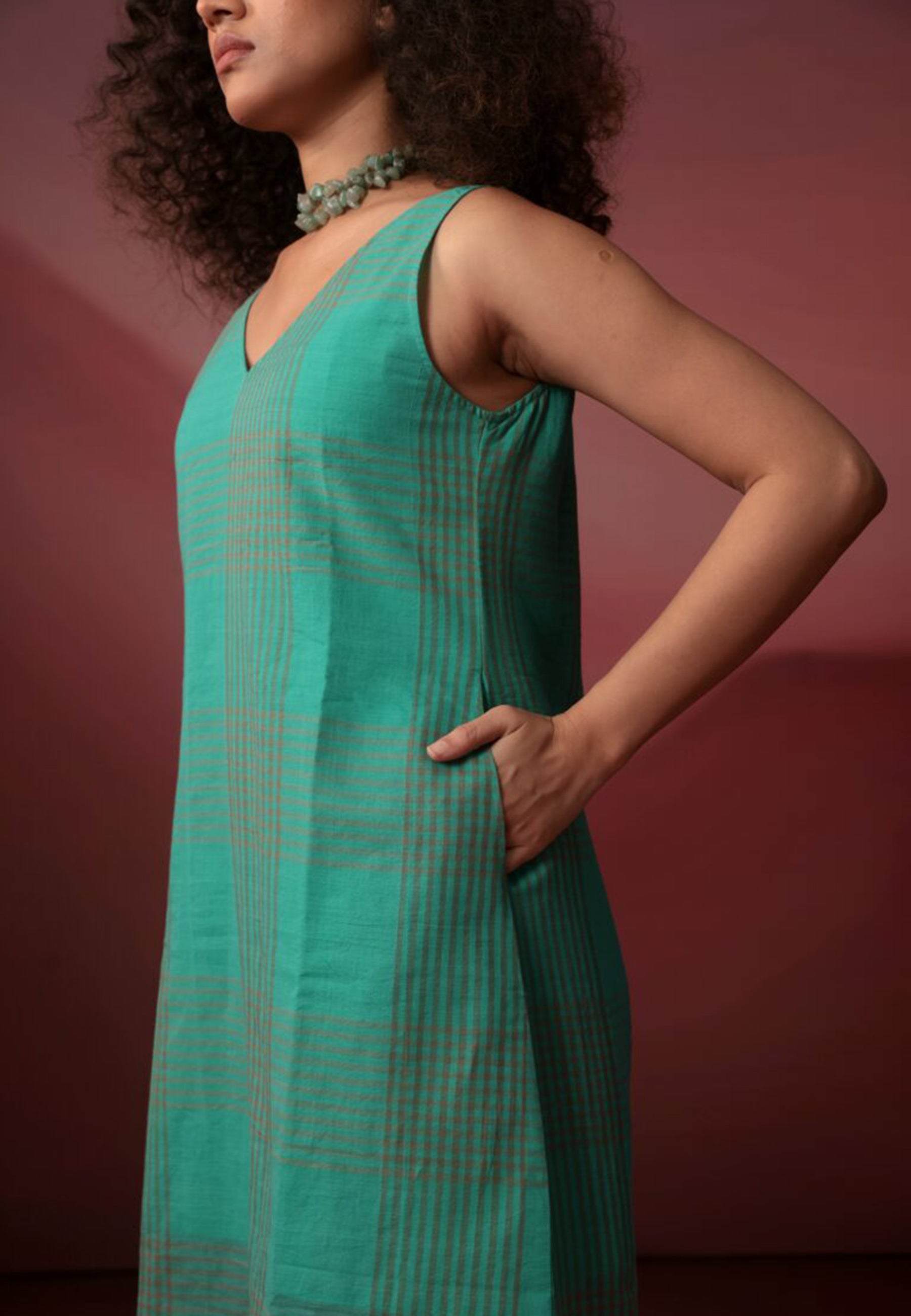 Turquoise Checks Dress DRESSES IKKIVI