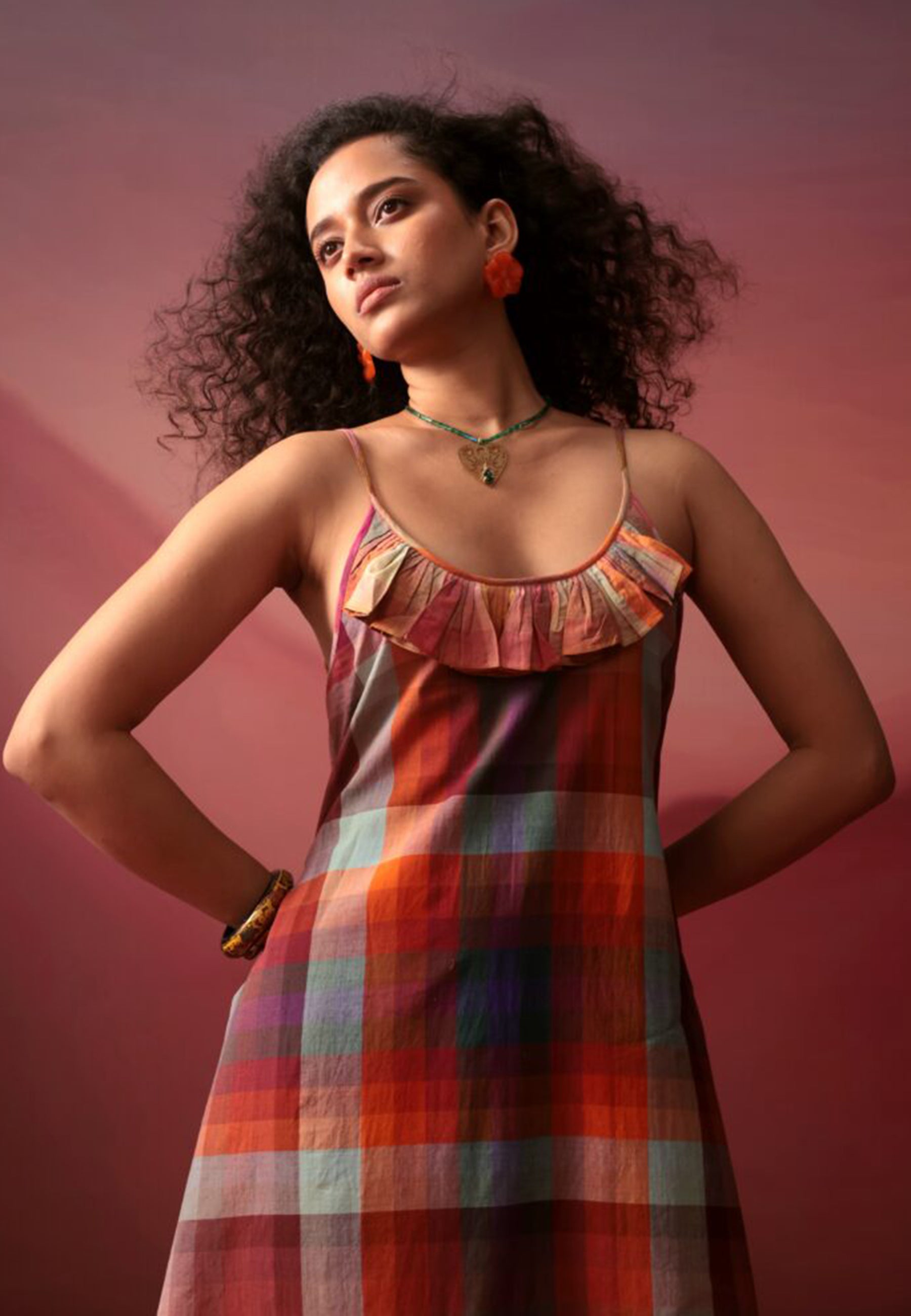 Sunset Plaid Slip Dress DRESSES IKKIVI