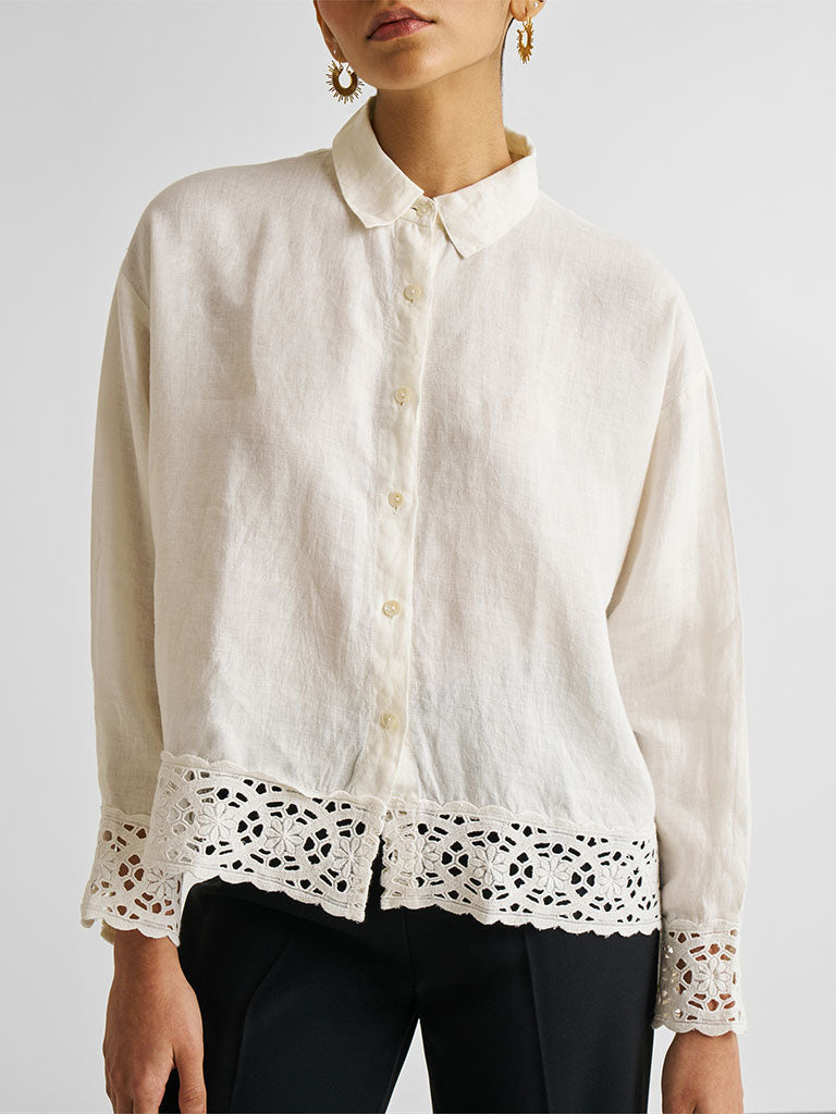 Button-Down Lace Shirt TOPS Reistor   