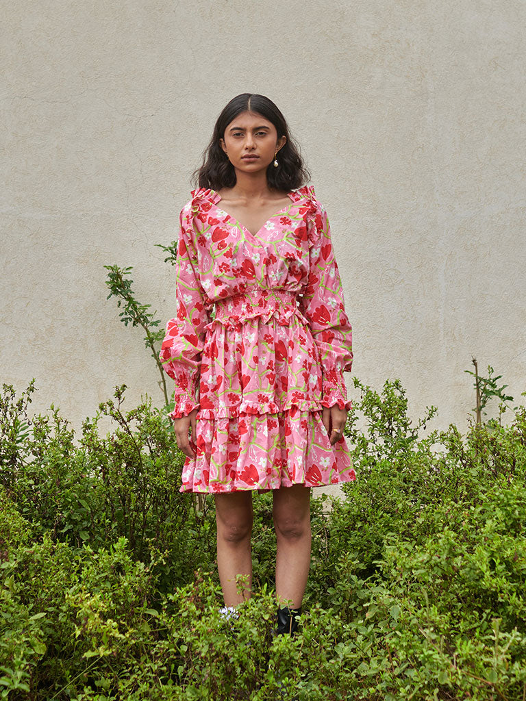 Le Blush Ruffle Dress DRESSES Khajoor   