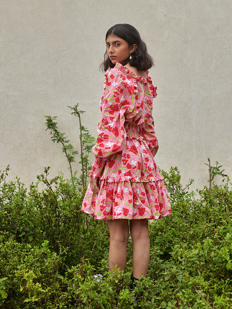 Le Blush Ruffle Dress DRESSES Khajoor   