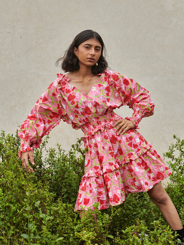 Le Blush Ruffle Dress DRESSES Khajoor   