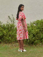 Le Blush Fleur Pleated Midi Dress DRESSES Khajoor   