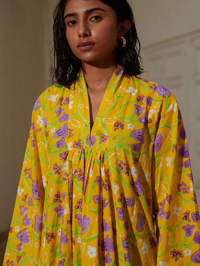 Madeleine Lemon Fleur Dress DRESSES Khajoor   