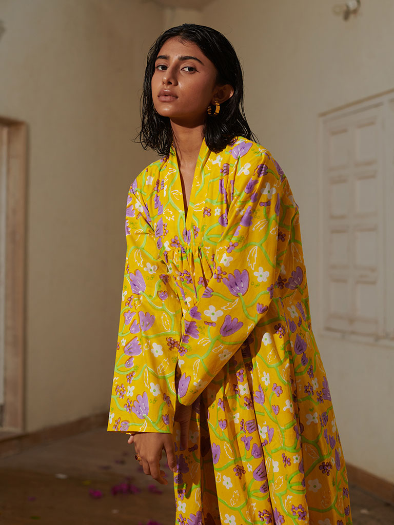 Madeleine Lemon Fleur Dress DRESSES Khajoor   