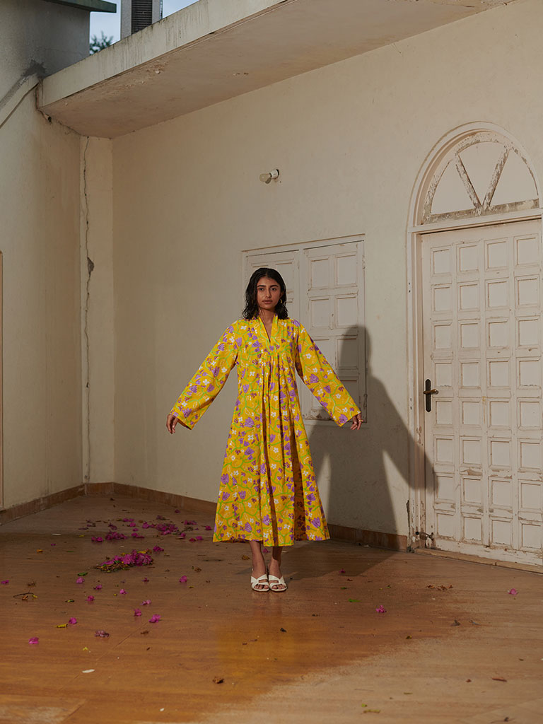 Madeleine Lemon Fleur Dress DRESSES Khajoor   