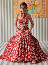 Load image into Gallery viewer, Rose Scarlet Skirt Co-ord Set SETS Khajoor
