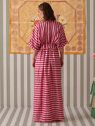 Blush Stripes Draped Shirt Dress DRESSES Khajoor