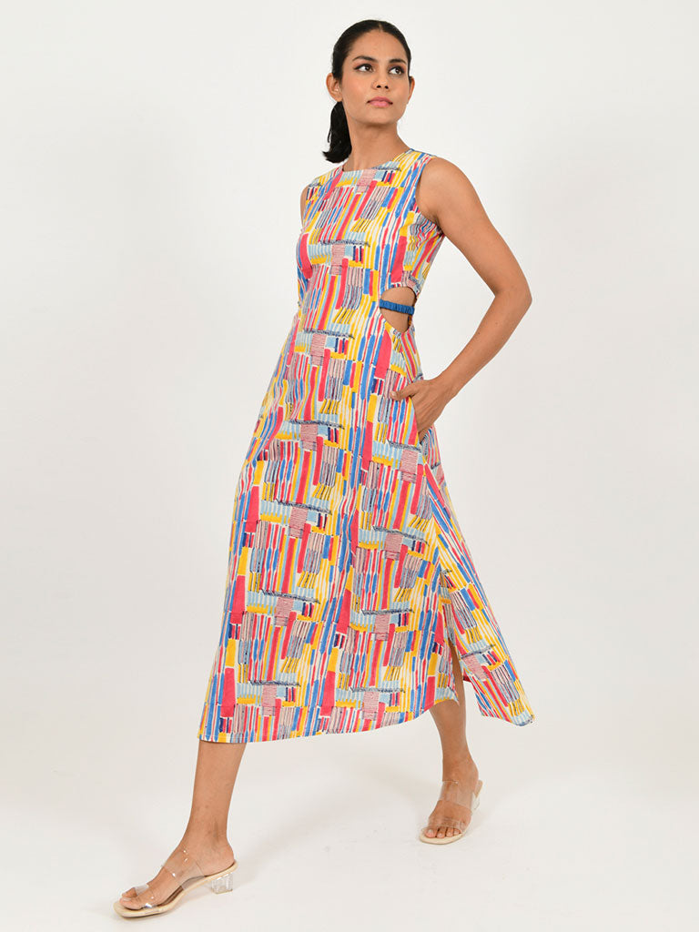 Scribble Side Cut Dress DRESSES Rias Jaipur   