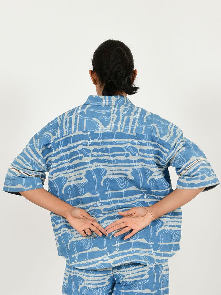 Indigo Splash Linen Shirt TOPS Rias Jaipur   