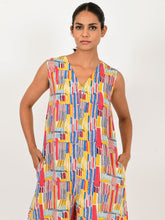 Load image into Gallery viewer, Scribble Linen Multi Jumpsuit JUMPSUITS Rias Jaipur   
