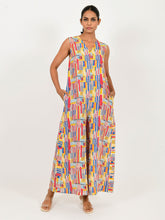 Load image into Gallery viewer, Scribble Linen Multi Jumpsuit JUMPSUITS Rias Jaipur   
