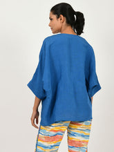 Load image into Gallery viewer, Classic Blue Linen Overlay JACKETS Rias Jaipur   

