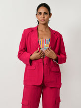 Load image into Gallery viewer, Viva Magenta Linen Jacket JACKETS Rias Jaipur   
