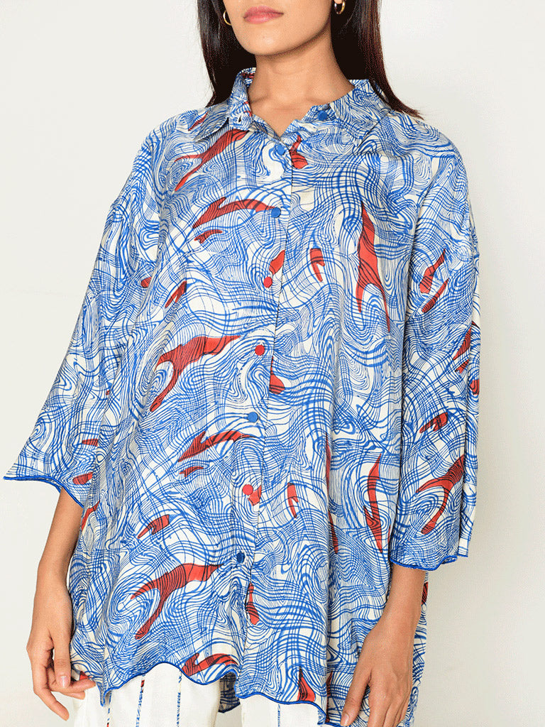 Ponzo Shirt & White Pants Co-ord Set SETS Rias Jaipur