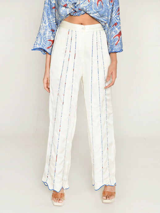 Ponzo White Pant BOTTOMS Rias Jaipur