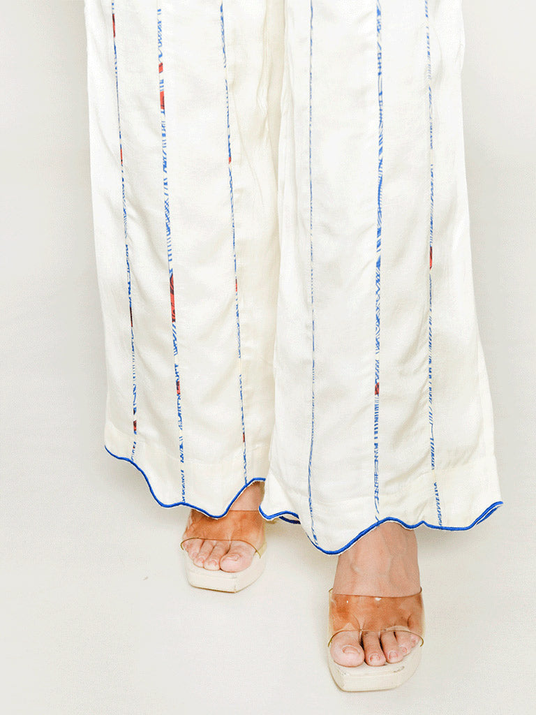Ponzo White Pant BOTTOMS Rias Jaipur