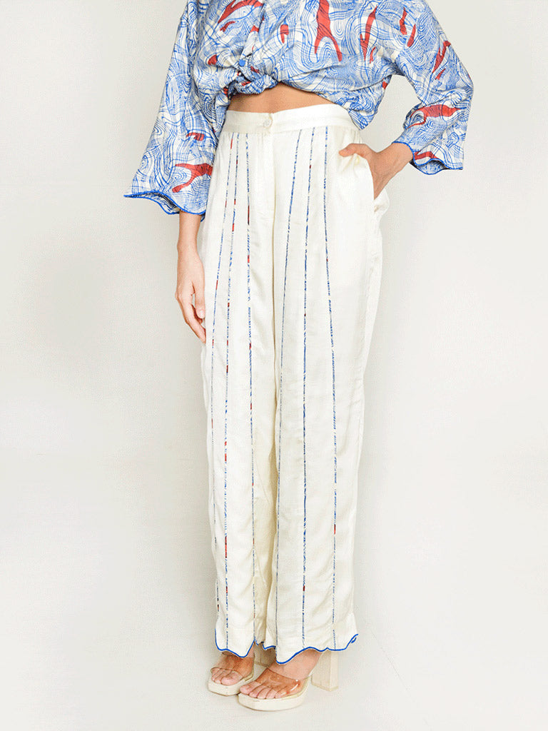Ponzo White Pant BOTTOMS Rias Jaipur