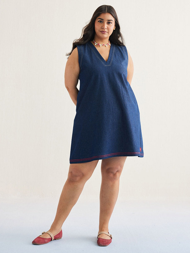 Deep Blue Denim Dress DRESSES SUI