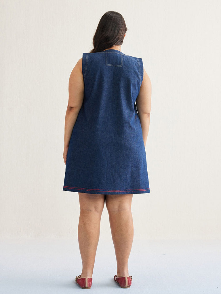 Deep Blue Denim Dress DRESSES SUI