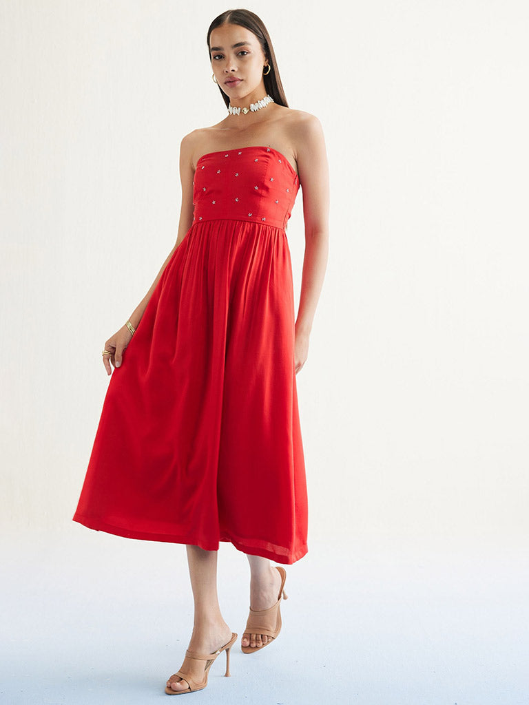Dreamy Summer Dress | Women's Midi Red Dress | SUI | IKKIVI Dreamy Summer Dress | Women's Midi Red Dress | SUI | IKKIVI