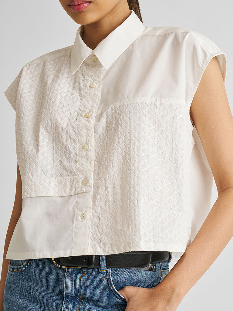 Embroidered Panel Crop Top TOPS Reistor   