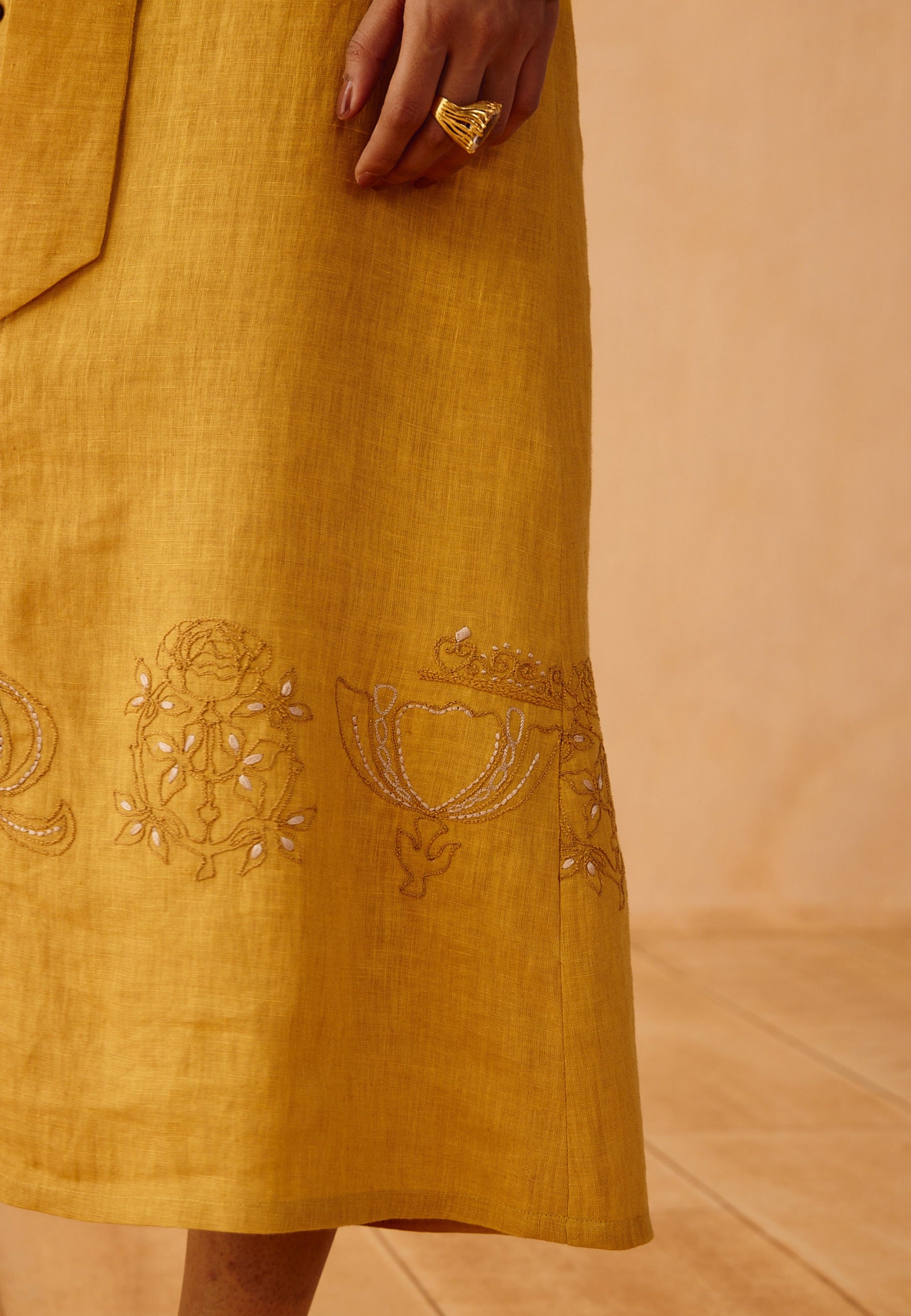 Golden Palm Linen Dress DRESSES SUI