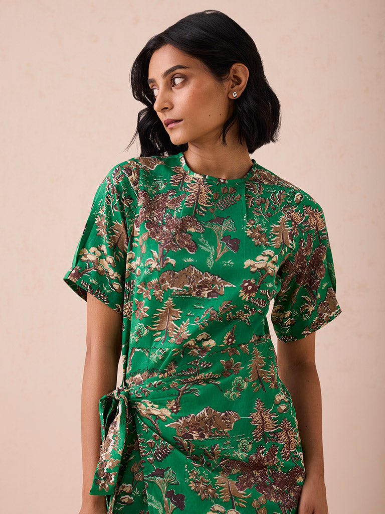Green Fields Wrap Dress DRESSES SUI