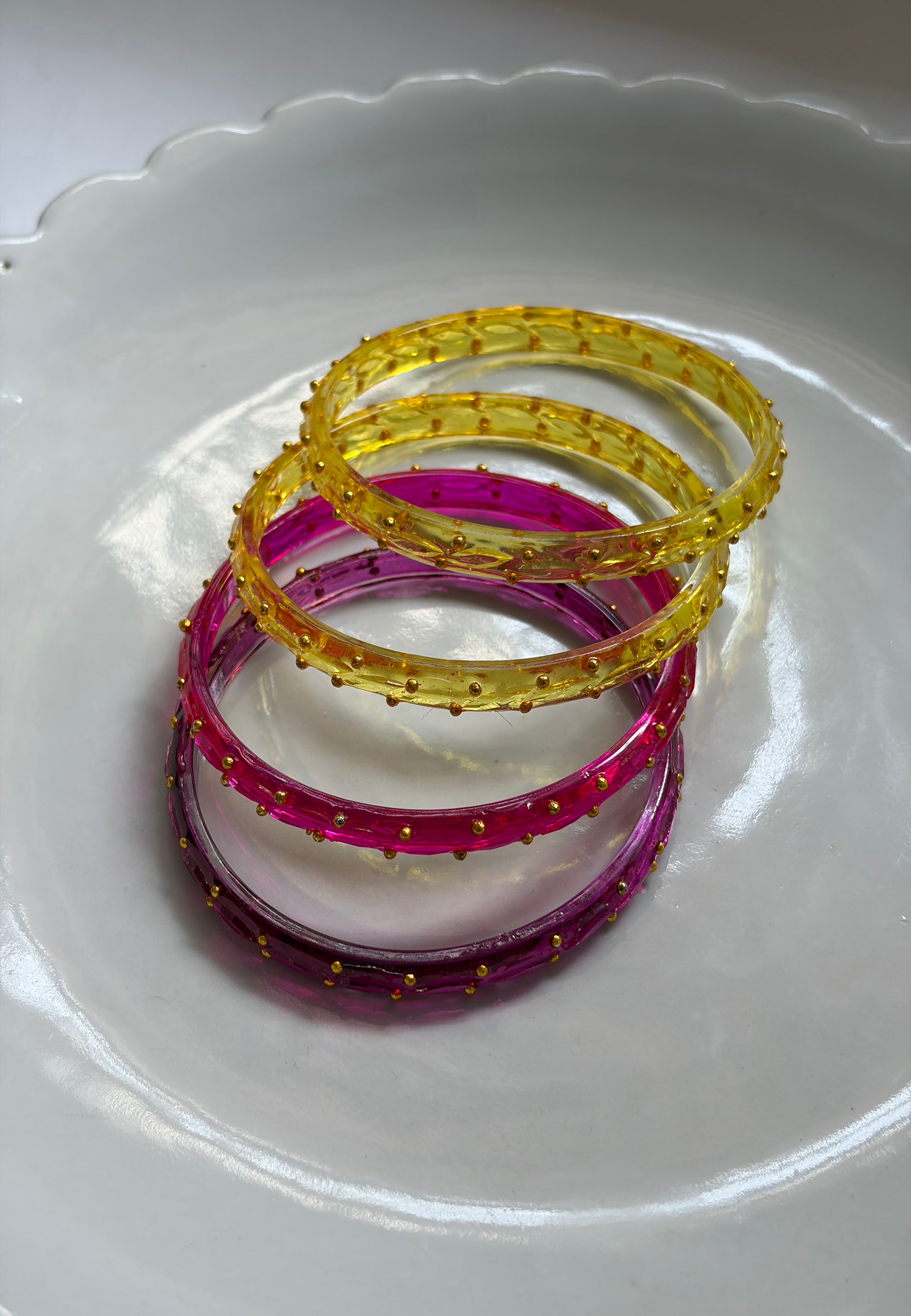 Arm Candy Pink & Yellow Bangle Set ACCESSORIES IKKIVI