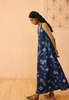 Indigo Ornament Organic Cotton Maxi Dress DRESSES SUI