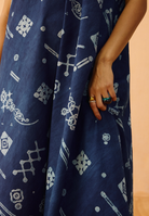 Indigo Ornament Organic Cotton Maxi Dress DRESSES SUI