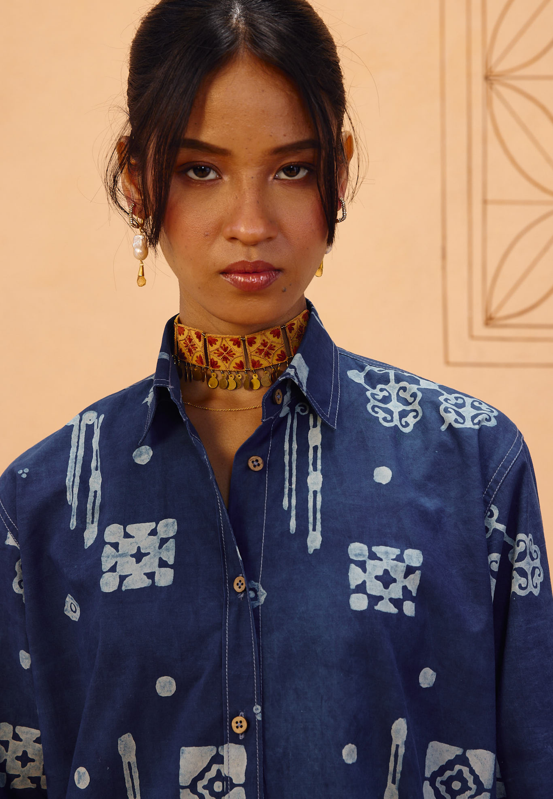 Indigo Patterns Organic Cotton Shirt TOPS SUI