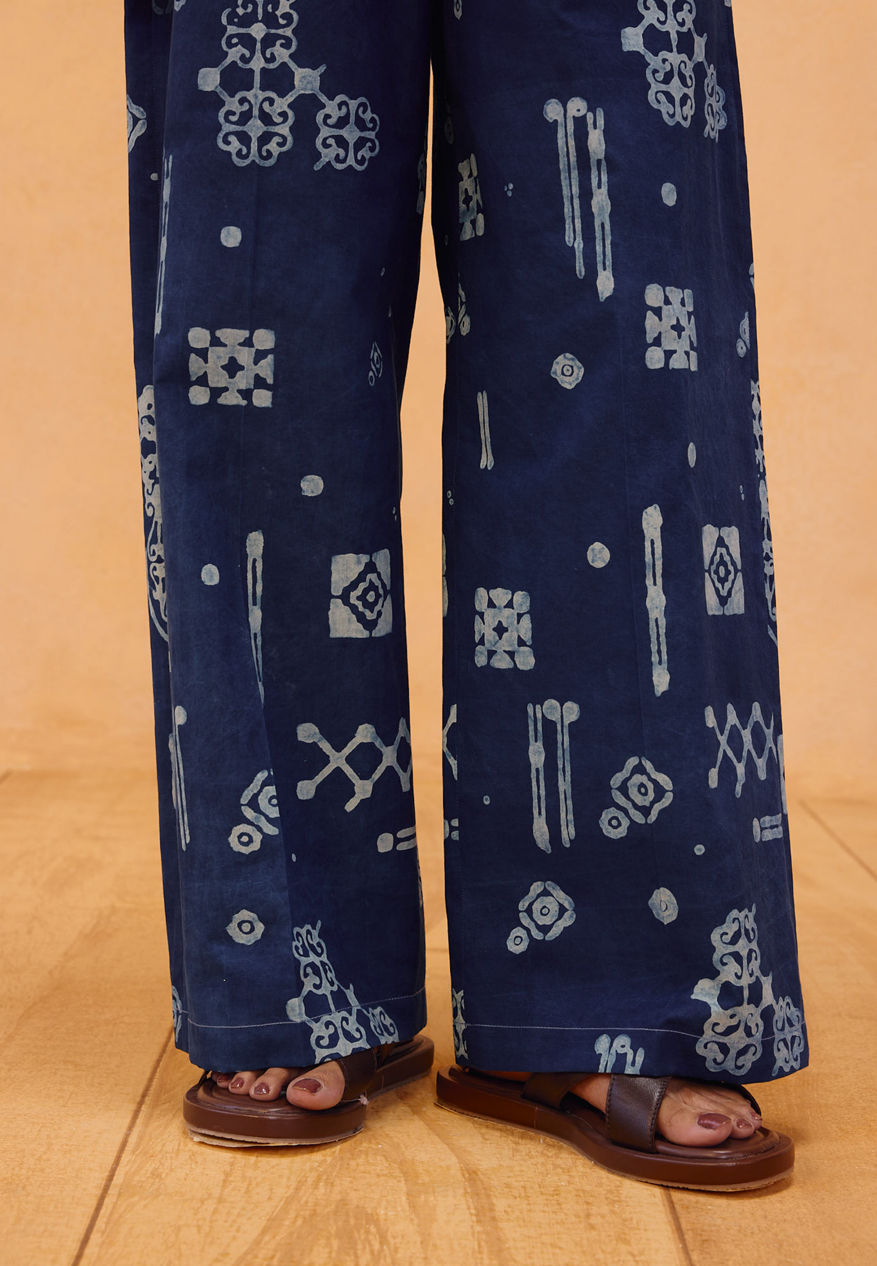 Indigo Patterns Organic Cotton Trousers BOTTOMS SUI