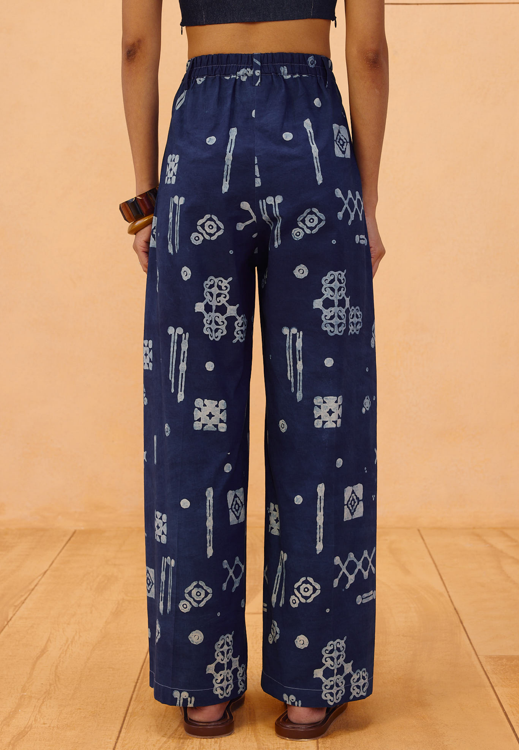 Indigo Patterns Organic Cotton Trousers BOTTOMS SUI
