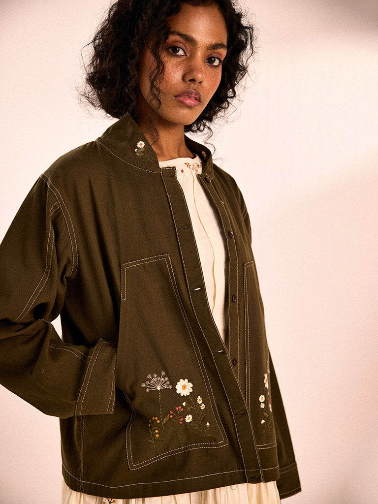 Sage Flora Jacket JACKETS KHARA KAPAS