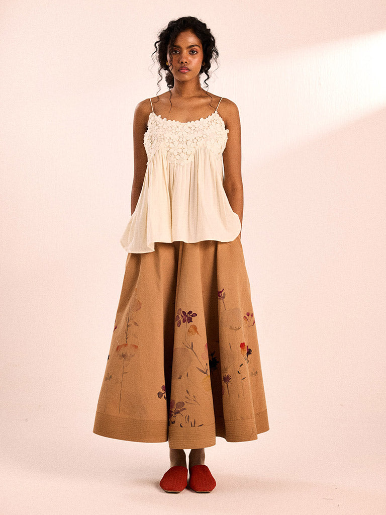 Floral Mocha Skirt BOTTOMS KHARA KAPAS