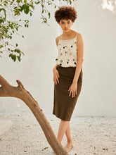 Load image into Gallery viewer, Olive Pencil Skirt BOTTOMS KHARA KAPAS   
